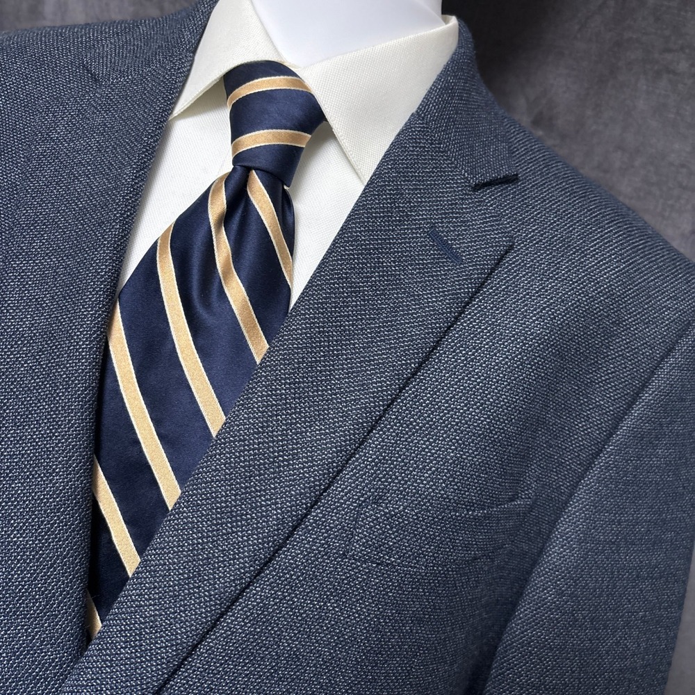 Kenneth Cole Awareness Sport Coat 46L Slim Blue Wool Blend Blazer Jacket